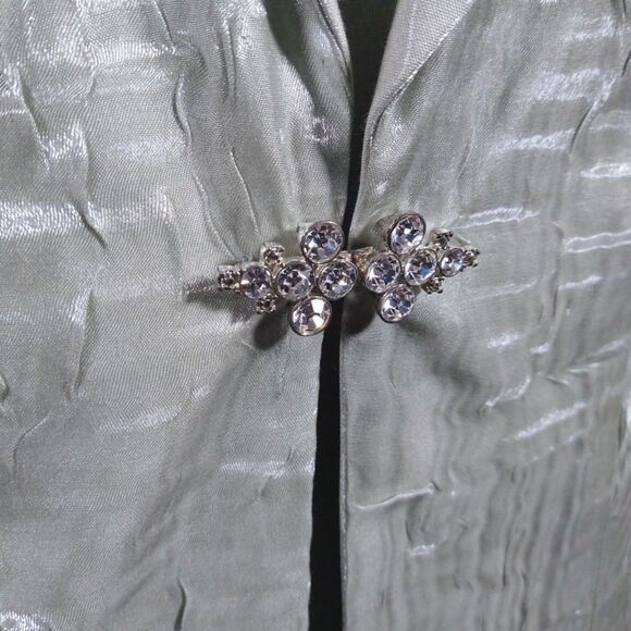 Alex Evenings Soft Gray/Green Metallic 2-Pc Formal Dress & Blazer Set – Size 12 - Picture 6 of 8